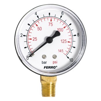 Manometru FERRO Ø 63 mm, 0–10 bar, racord radial 1/4″